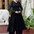 Paisley Woven Design V-Neck Tiered Georgette Anarkali Kurta with Palazzo and Belt