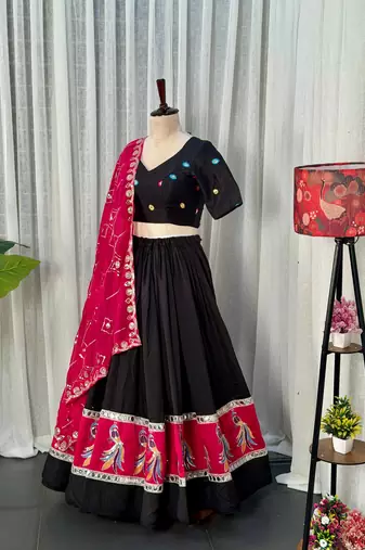  Embroidered Lehenga Choli with Dupatta- Full stitched free size