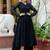 Paisley Woven Design V-Neck Tiered Georgette Anarkali Kurta with Palazzo and Belt