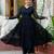 Paisley Woven Design V-Neck Tiered Georgette Anarkali Kurta with Palazzo and Belt