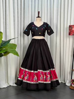  Embroidered Lehenga Choli with Dupatta- Full stitched free size 4