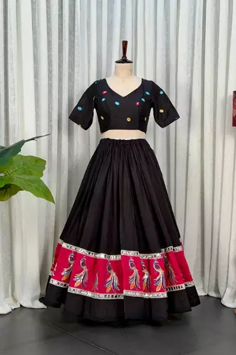  Embroidered Lehenga Choli with Dupatta- Full stitched free size