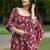 Floral Printed Georgette Empire Kurta With Trousers & Dupatta