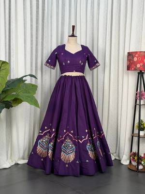  Purple Roman Silk Lehenga Choli- Full stitched free size 2