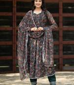 Women Floral Printed Empire Gotta Patti Kurta with Trousers & With Dupatta