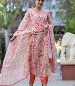 Women Floral Printed Empire Kurta with Trousers & With Dupatta