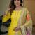 Floral Woven Design Regular Thread Work Straight Kurta With Trousers & Dupatta
