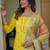 Floral Woven Design Regular Thread Work Straight Kurta With Trousers & Dupatta