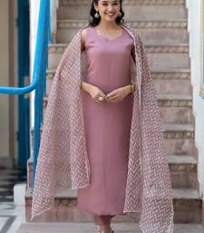 Sweetheart Neck Regular Thread Work Pure Silk Kurta With Trousers & Dupatta