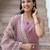 Sweetheart Neck Regular Thread Work Pure Silk Kurta With Trousers & Dupatta