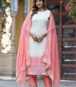 Ethnic Motifs Regular Pure Silk Kurta with Trousers & With Dupatta