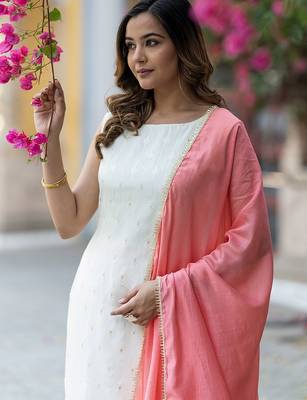 Ethnic Motifs Regular Pure Silk Kurta with Trousers & With Dupatta 2