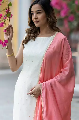 Ethnic Motifs Regular Pure Silk Kurta with Trousers & With Dupatta