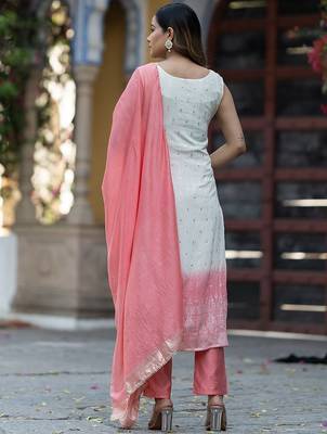 Ethnic Motifs Regular Pure Silk Kurta with Trousers & With Dupatta 5