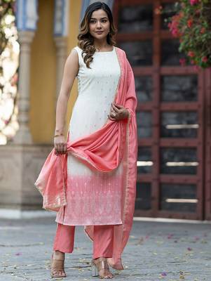 Ethnic Motifs Regular Pure Silk Kurta with Trousers & With Dupatta 7