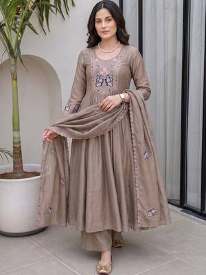 Women Ethnic Motifs Embroidered Regular Thread Work Kurta with Palazzos & With Dupatta 1