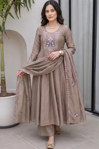 Women Ethnic Motifs Embroidered Regular Thread Work Kurta with Palazzos & With Dupatta