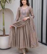 Women Ethnic Motifs Embroidered Regular Thread Work Kurta with Palazzos & With Dupatta