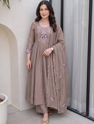 Women Ethnic Motifs Embroidered Regular Thread Work Kurta with Palazzos & With Dupatta 2