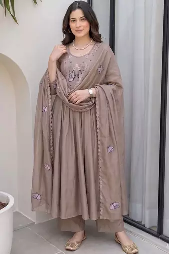 Women Ethnic Motifs Embroidered Regular Thread Work Kurta with Palazzos & With Dupatta