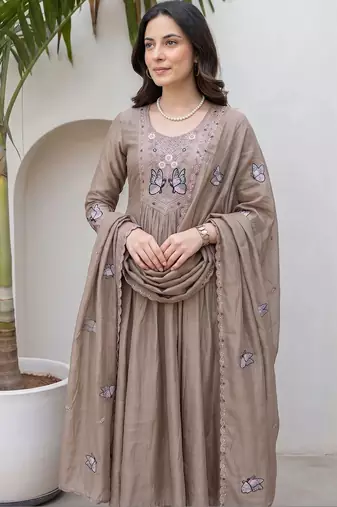 Women Ethnic Motifs Embroidered Regular Thread Work Kurta with Palazzos & With Dupatta