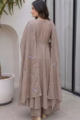 Women Ethnic Motifs Embroidered Regular Thread Work Kurta with Palazzos & With Dupatta