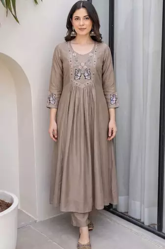 Women Ethnic Motifs Embroidered Regular Thread Work Kurta with Palazzos & With Dupatta