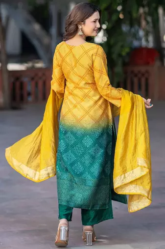 Women Ethnic Motifs Dyed Regular Sequinned Kurta with Palazzos & With Dupatta