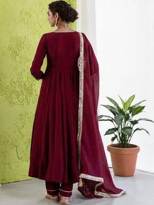 Women Empire Gotta Patti Chanderi Silk Kurta with Trousers & With Dupatta 5