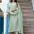 Sweetheart Neck Regular Thread Work Pure Silk Kurta With Trousers & Dupatta
