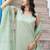 Sweetheart Neck Regular Thread Work Pure Silk Kurta With Trousers & Dupatta