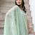 Sweetheart Neck Regular Thread Work Pure Silk Kurta With Trousers & Dupatta
