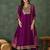 Women's Gorgeous Embroidery Work Vichitra Silk Fabric Flared Kurta Pant and Dupatta Set