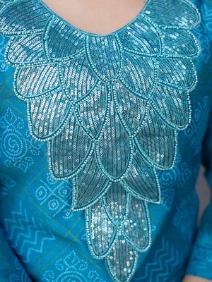 Women Ethnic Motifs Printed Regular Sequinned Kurta with Trousers & With Dupatta 2