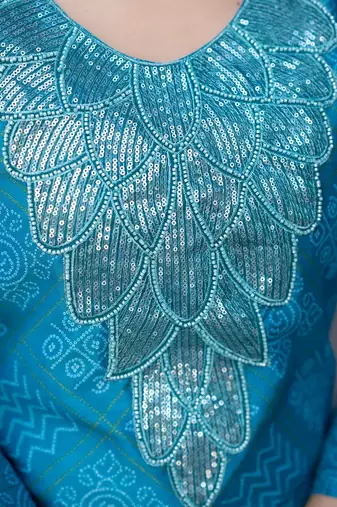 Women Ethnic Motifs Printed Regular Sequinned Kurta with Trousers & With Dupatta