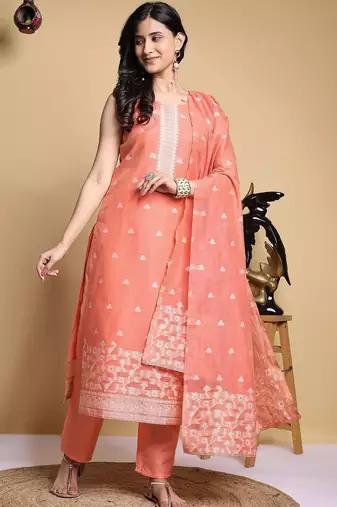 Women Ethnic Motifs Printed Regular Kurta with Trousers & With Dupatta