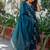 Floral Printed V-Neck Pure Silk Straight Kurta With Trousers & Dupatta