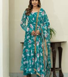 Floral Printed Regular Gotta Patti Kurta With Churidar & Dupatta