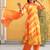 Leheriya Dyed V-Neck Pure Silk Straight Kurta With Trousers & Dupatta