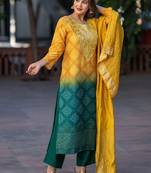 Women Dyed Kurta with Palazzo & Dupatta