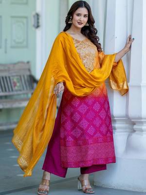 Women Ethnic Motifs Printed Regular Sequinned Kurta with Palazzos & With Dupatta 1
