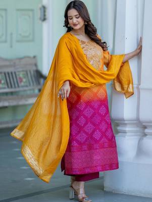 Women Ethnic Motifs Printed Regular Sequinned Kurta with Palazzos & With Dupatta 3