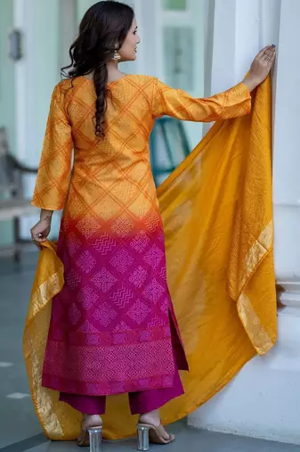 Women Ethnic Motifs Printed Regular Sequinned Kurta with Palazzos & With Dupatta
