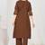coffee cotton anarkali kurti pant dupatta set