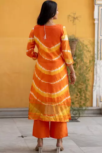 Women Dyed Regular Kurta with Palazzos & With Dupatta