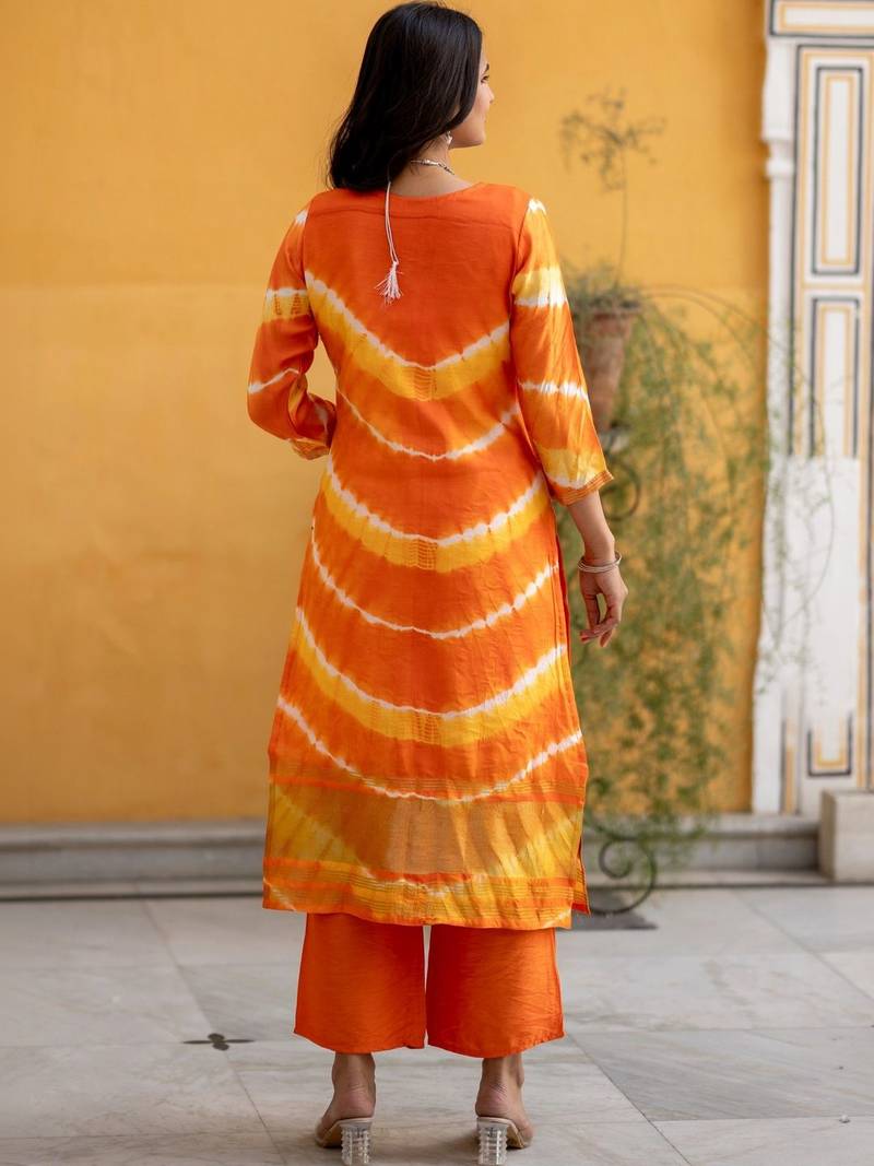 Women Dyed Regular Kurta with Palazzos & With Dupatta