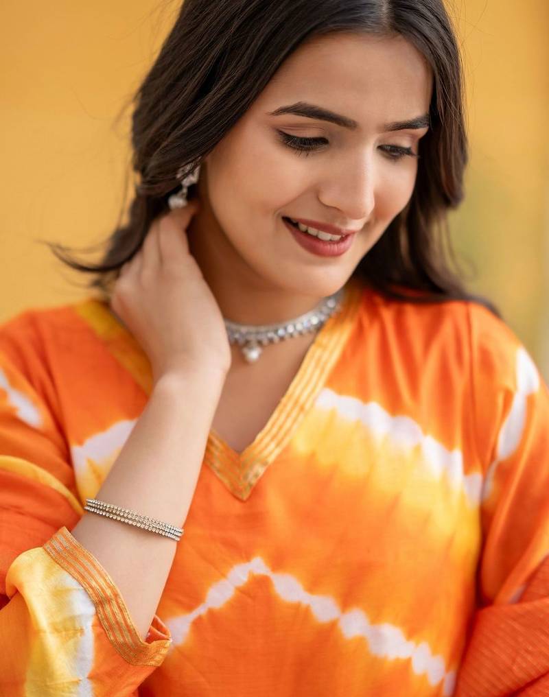 Women Dyed Regular Kurta with Palazzos & With Dupatta
