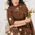 coffee cotton anarkali kurti pant dupatta set
