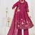 pink cotton anarkali kurti pant dupatta set