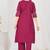 pink cotton anarkali kurti pant dupatta set